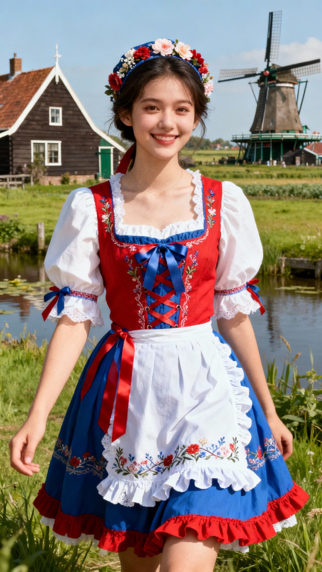 オランダの民族衣装を纏った美しい二十歳のレディ