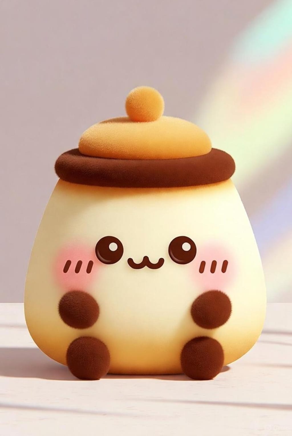 アイスクリームの横のぬいぐるみ