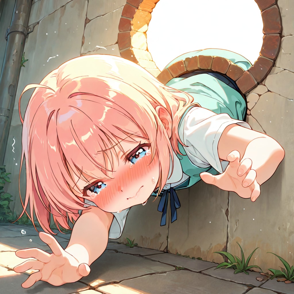 穴にはまって抜け出せない少女 | の人気AIイラスト・グラビア