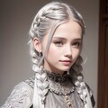 三つ編みの女の子。銀髪。 3枚目