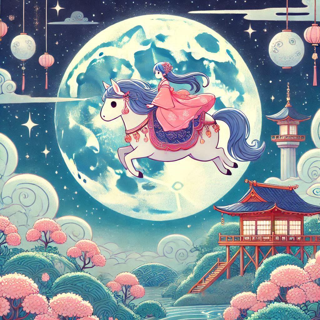 月で玉乗りをするユニークなかぐや姫 | の人気AIイラスト・グラビア