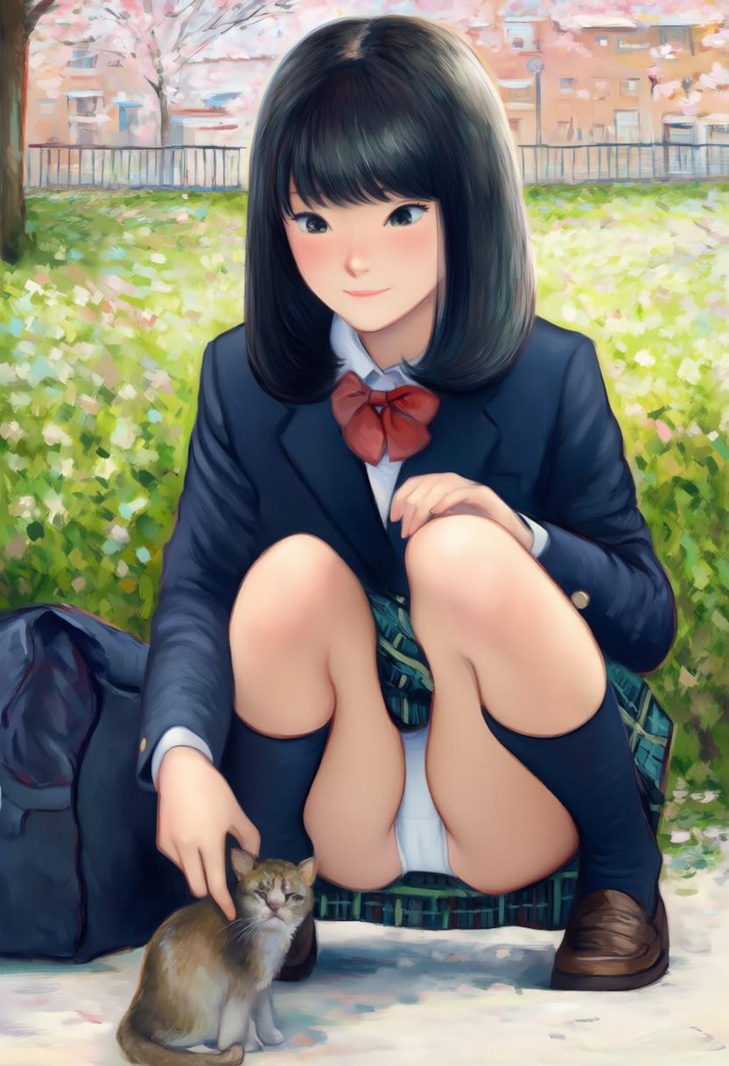 女子校生といたずらな子猫