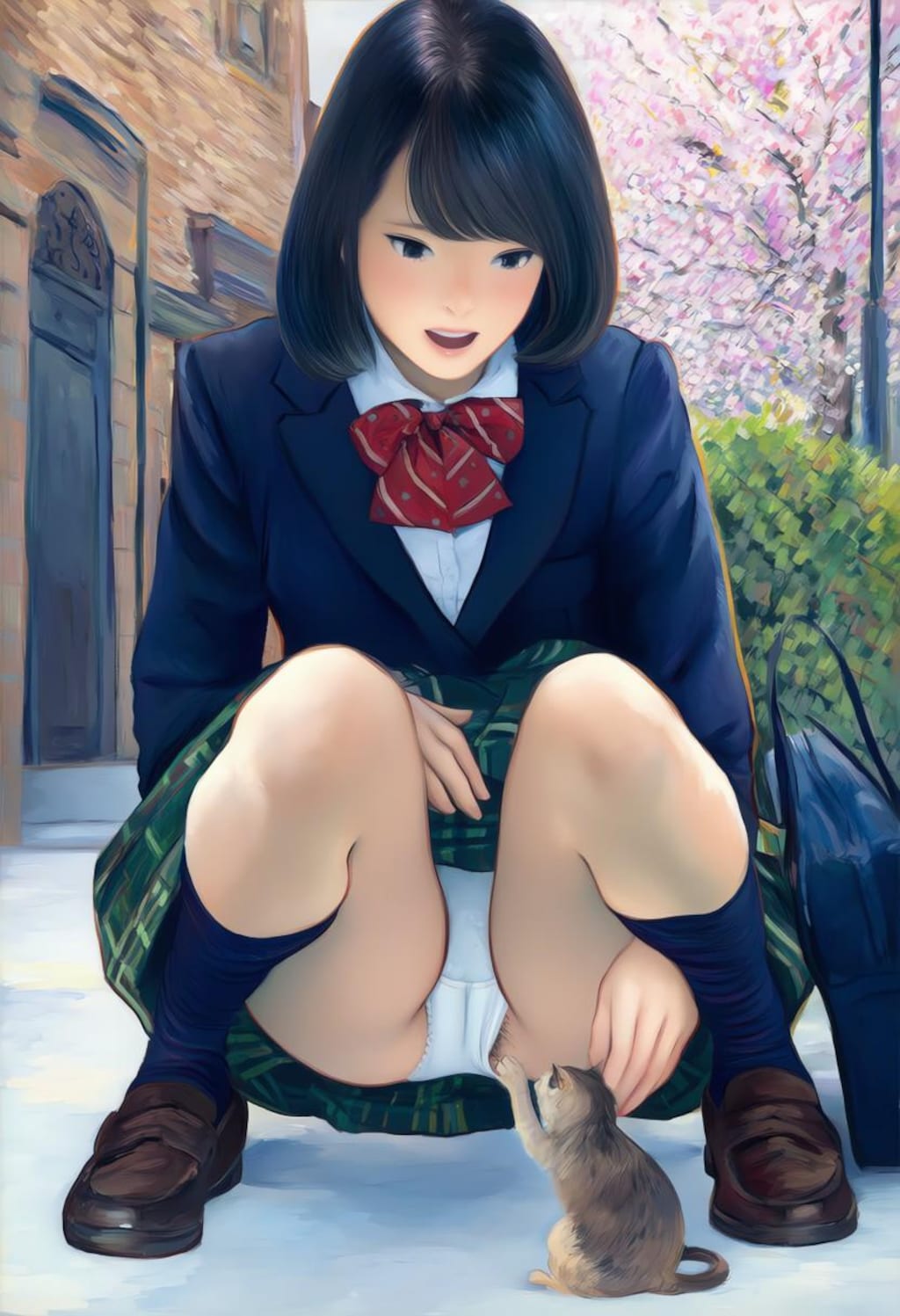 女子校生といたずらな子猫