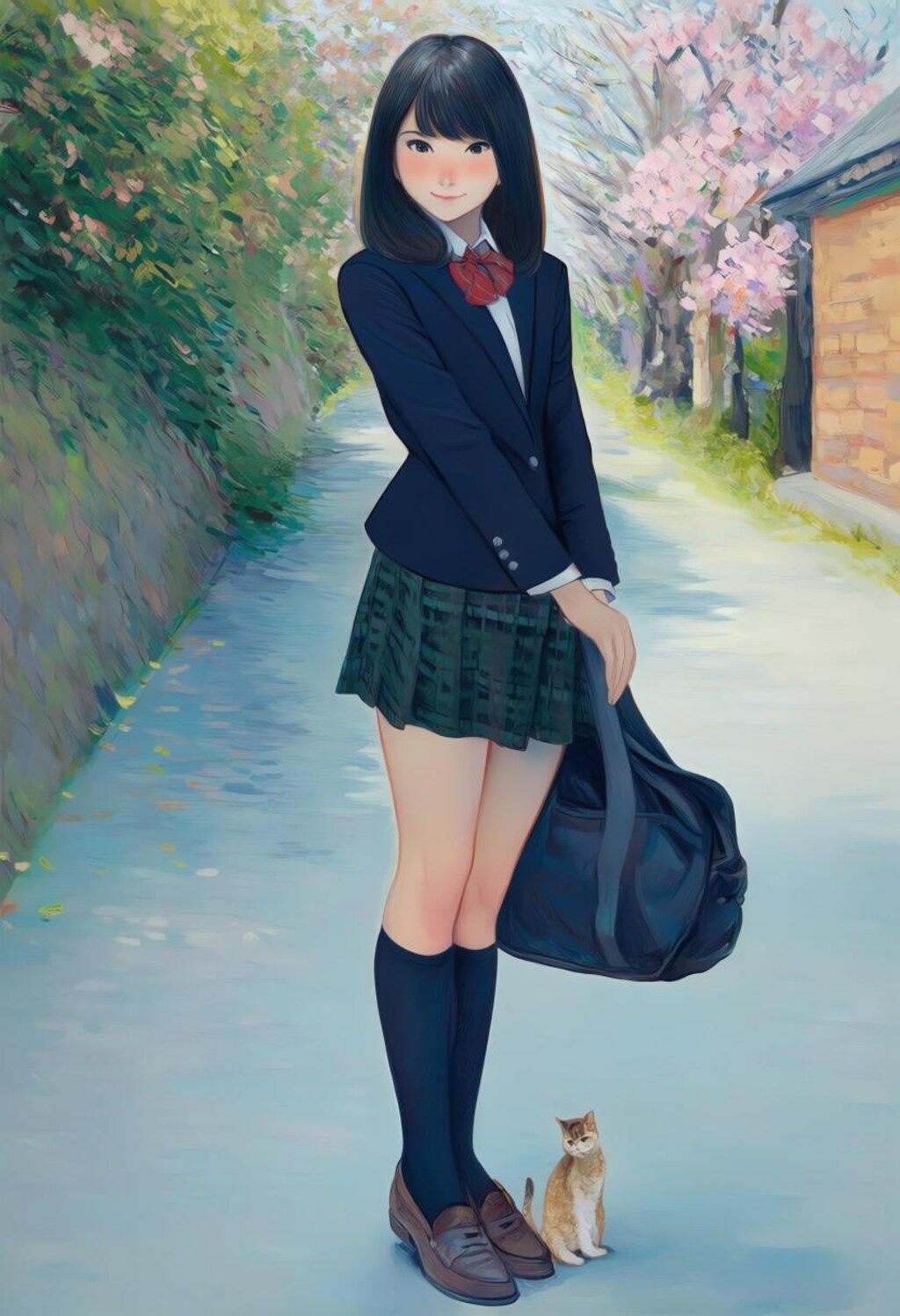 女子校生といたずらな子猫