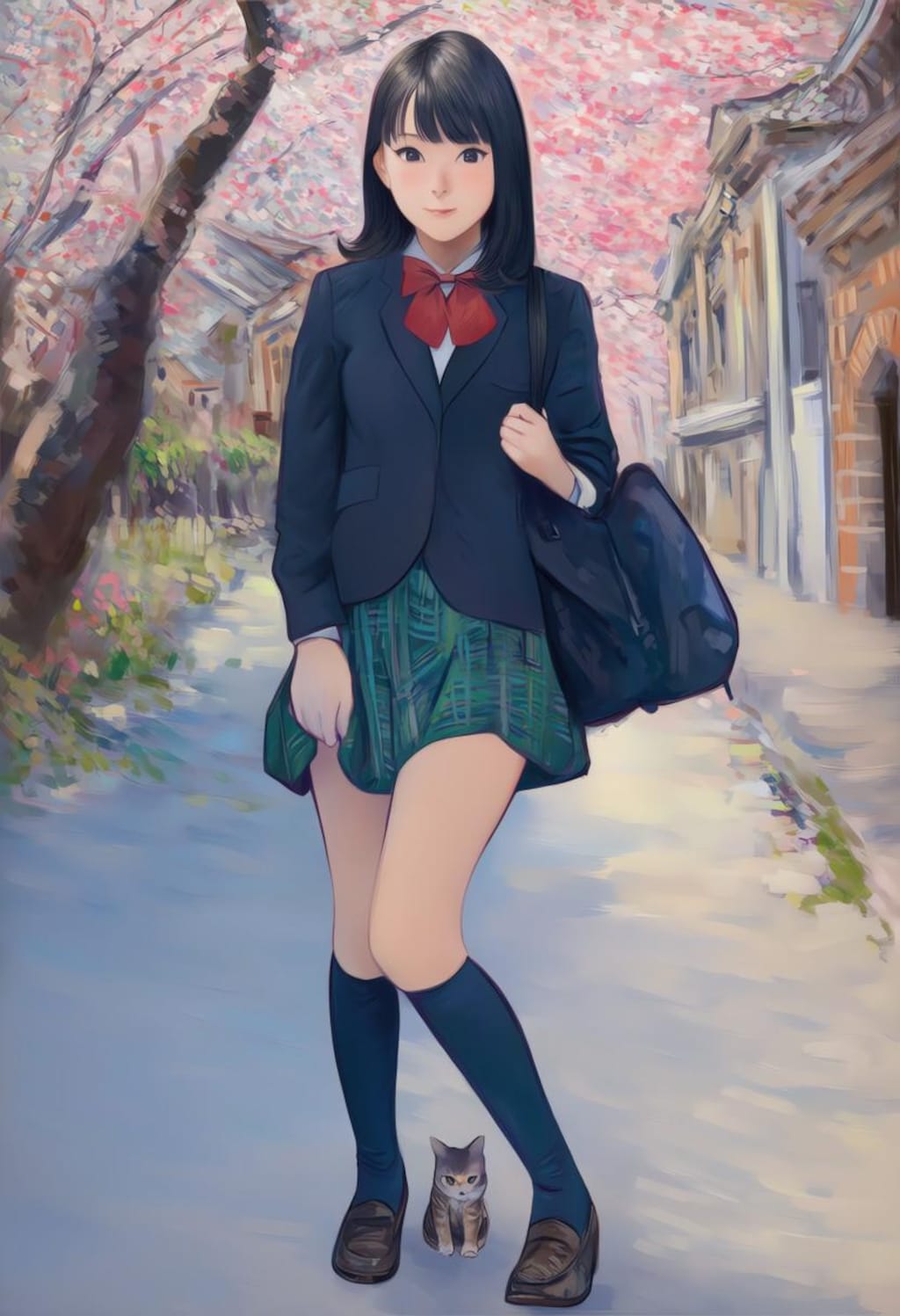 女子校生といたずらな子猫