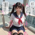 疑似パンチラM字開脚を撮影されている爆乳J系ちゃん 2枚目