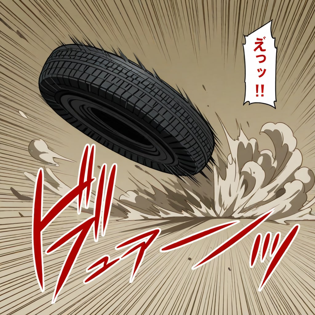 荒ぶるタイヤ