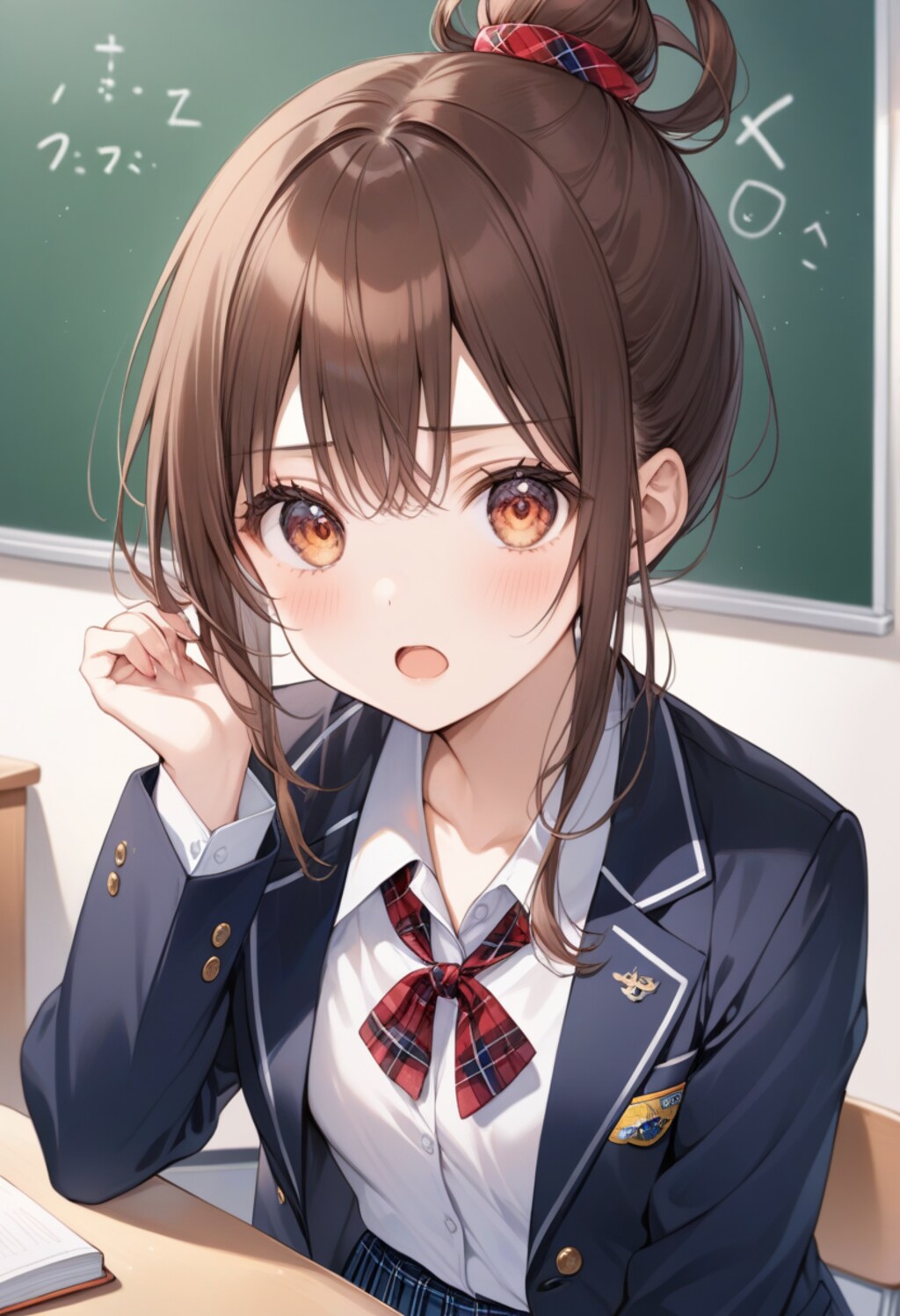 お団子ヘア娘『数学』