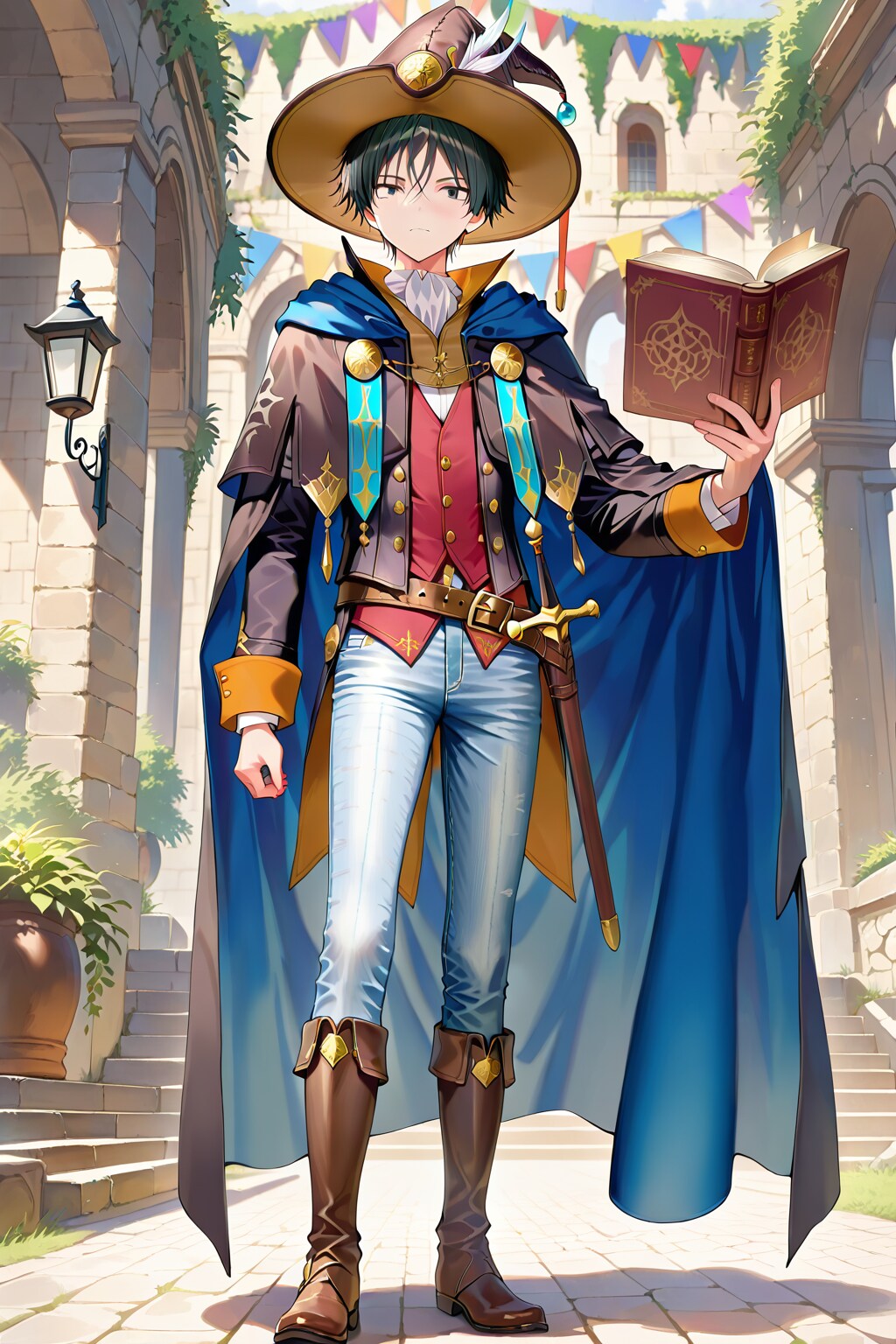 ファンタジー遺跡地下、アニメ風青年男性魔術士1-2-2-2-1-1 | の人気AIイラスト・グラビア