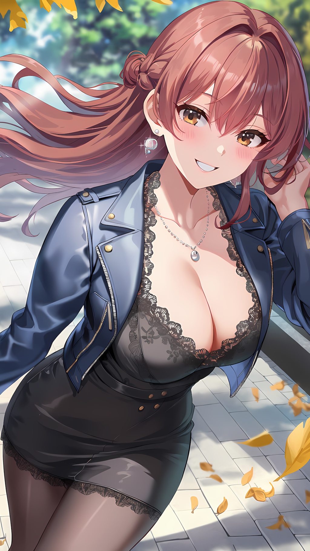 🌳ノノカの秋朝通勤♡ レザー×サテンのクールオフィススタイル😘