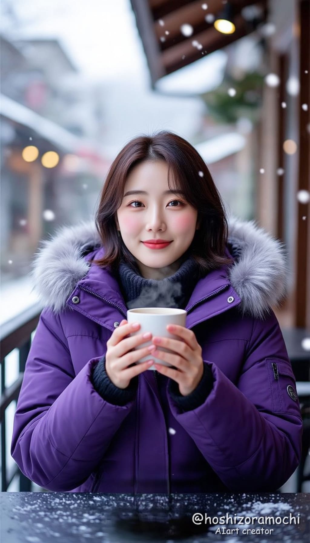 バイオレット・ダウン、雪のカフェテラス - Violet Down, Snowy Cafe Terrace