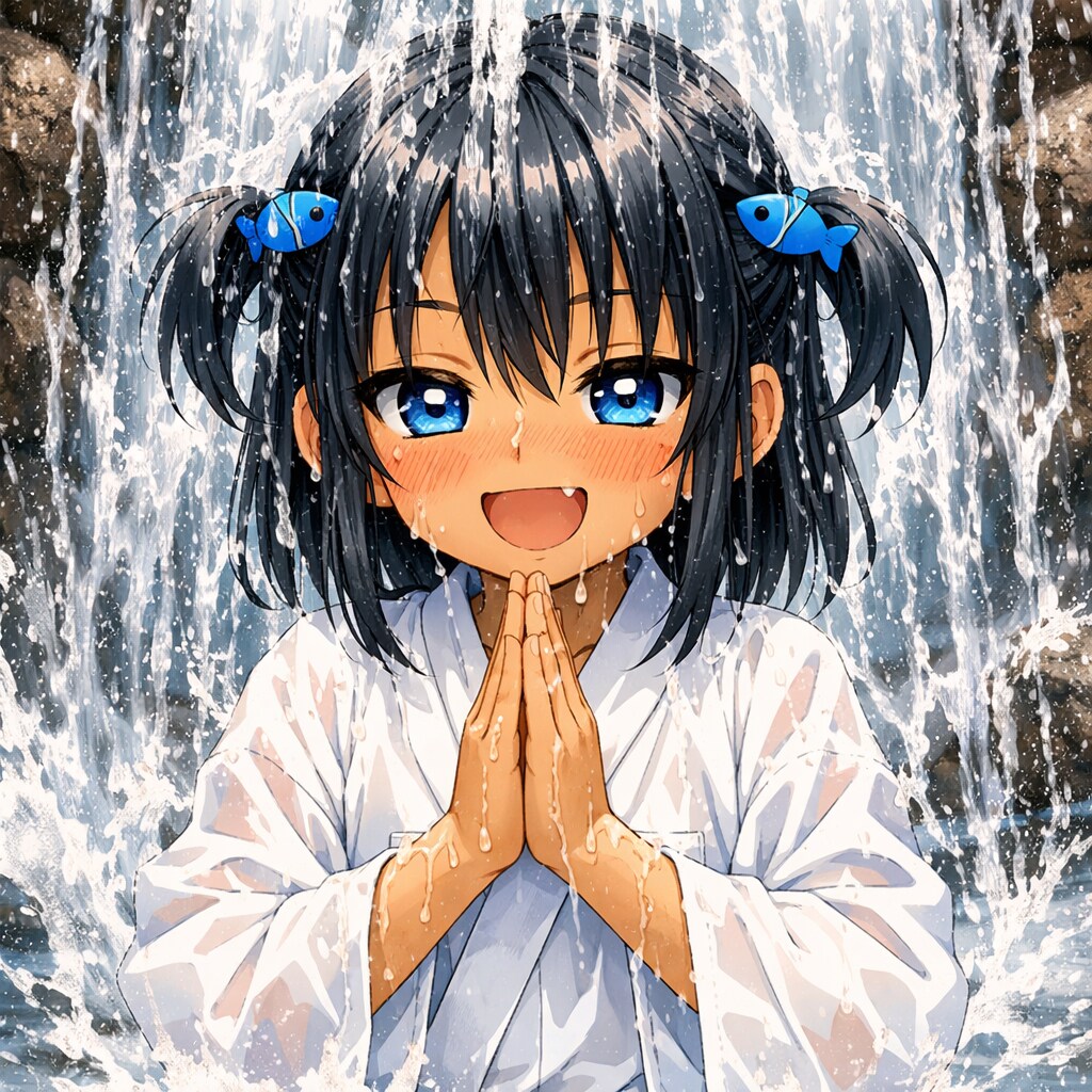 滝行するこなつちゃん