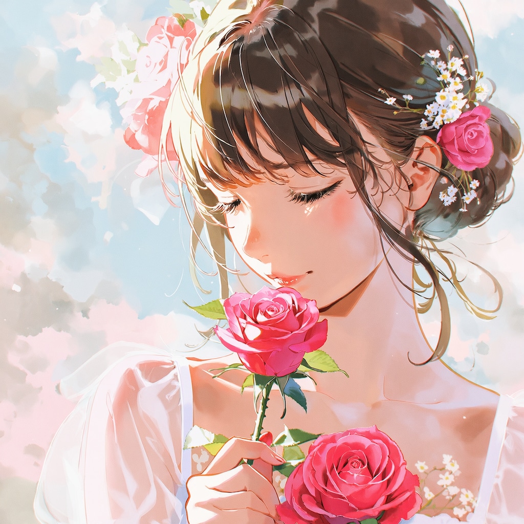 バラと少女