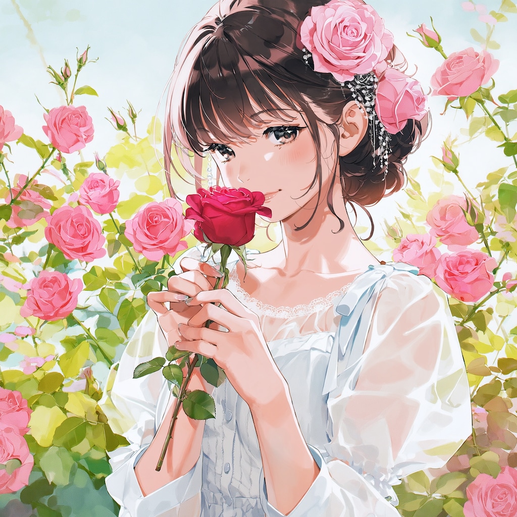 バラと少女
