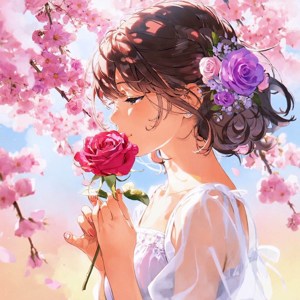 バラと少女