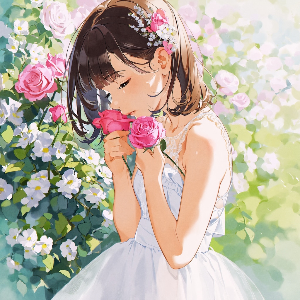 バラと少女