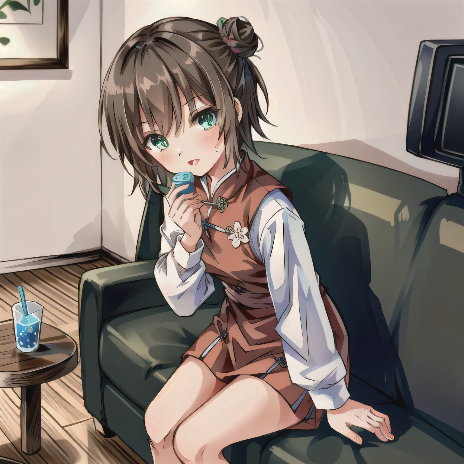 茶髪ツイン団子で中華服の少女４ | の人気AIイラスト・グラビア