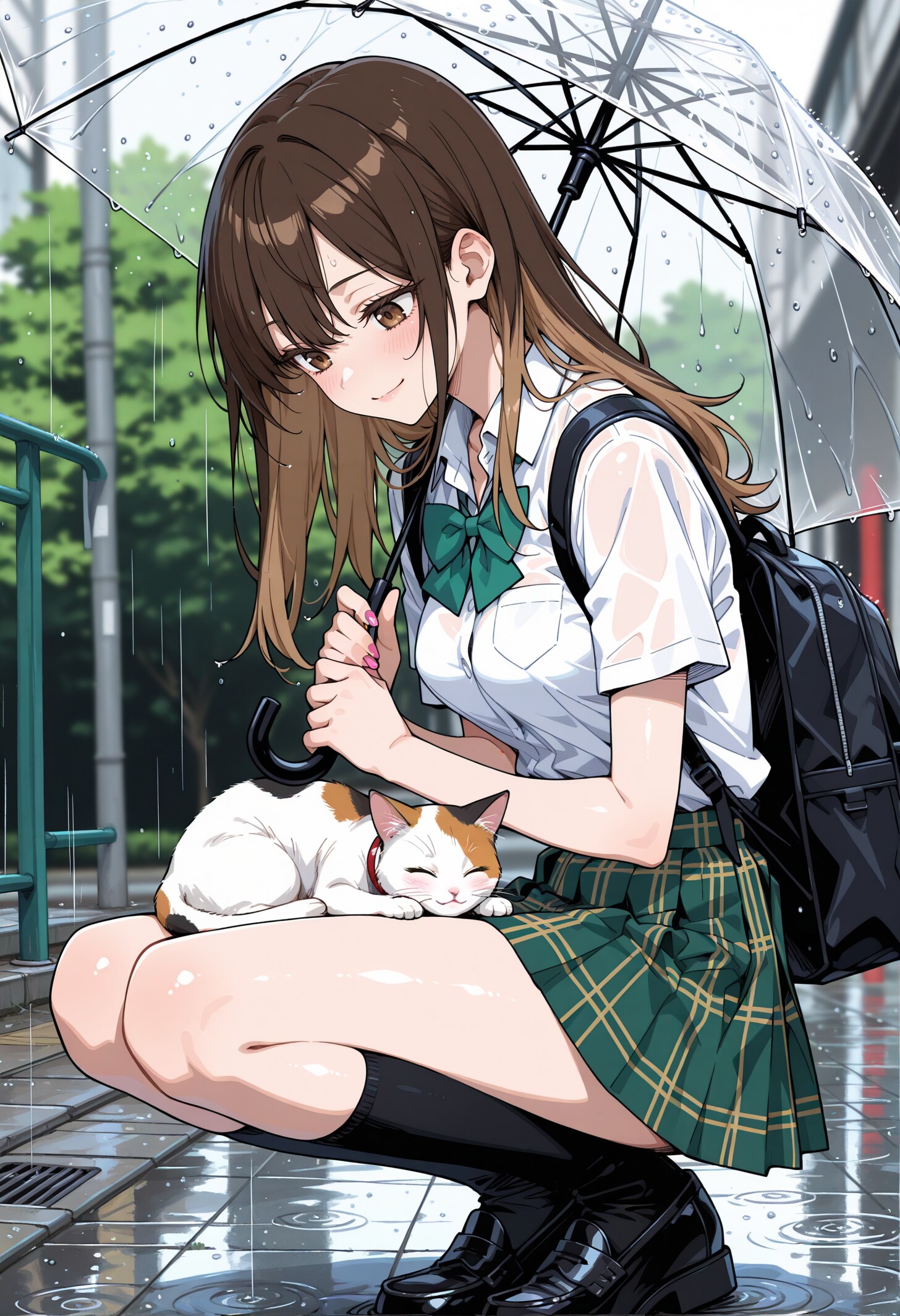 雨と猫とJK | の人気AIイラスト・グラビア