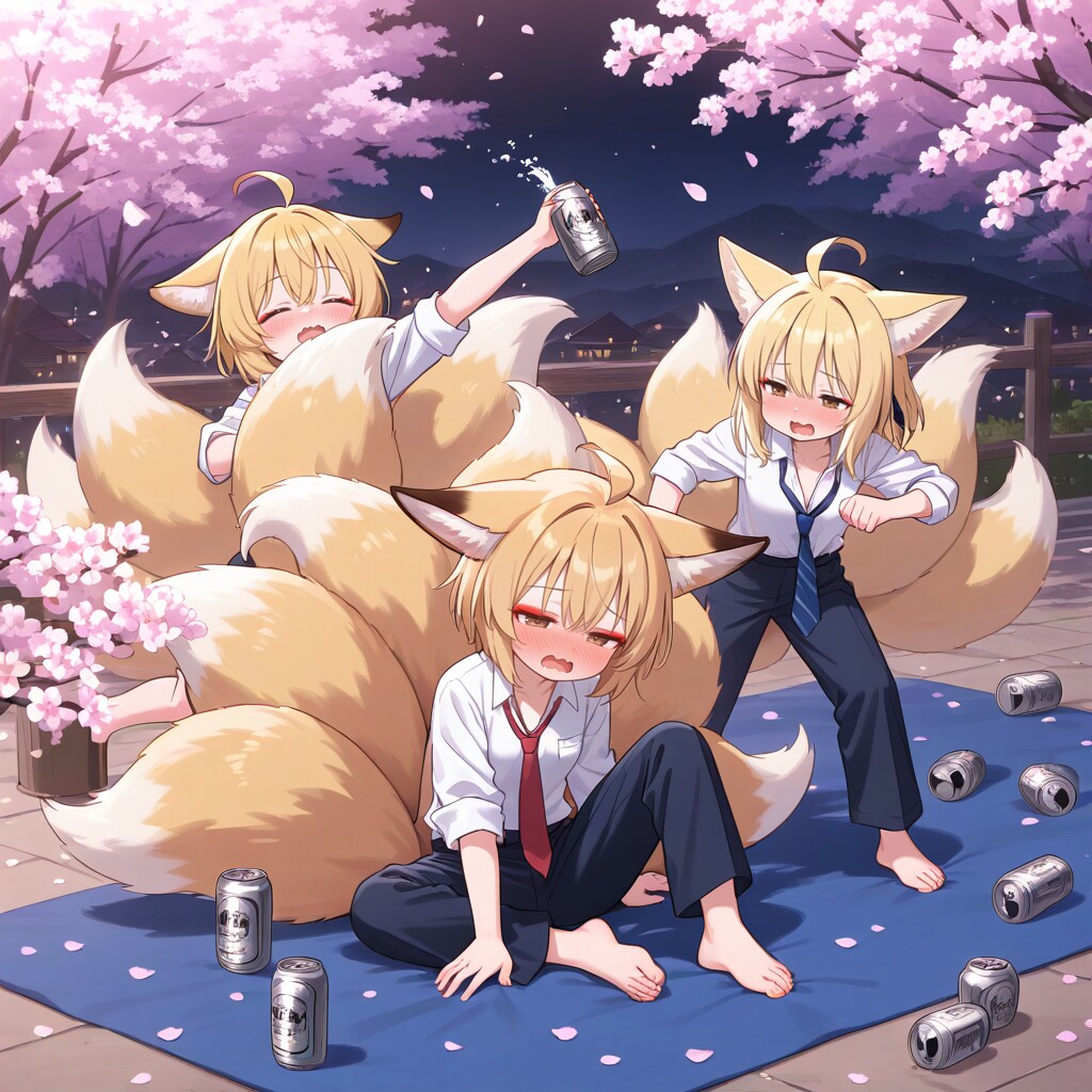 お花見狐っ娘 | の人気AIイラスト・グラビア