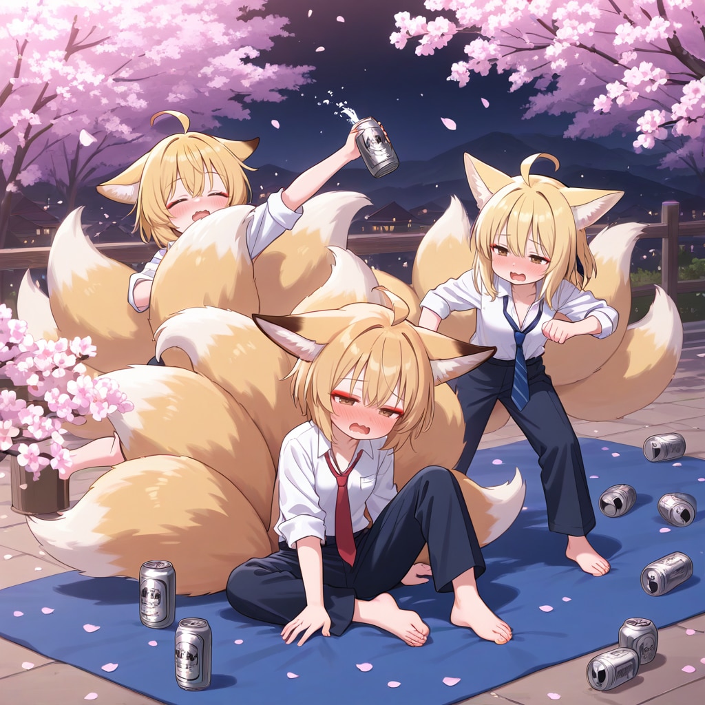 お花見狐っ娘