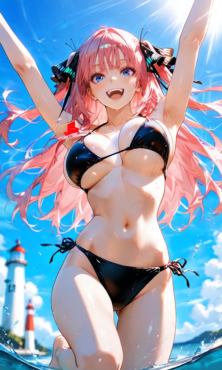 夕暮れの渚、中野二乃がふっと見せた無防備な笑顔