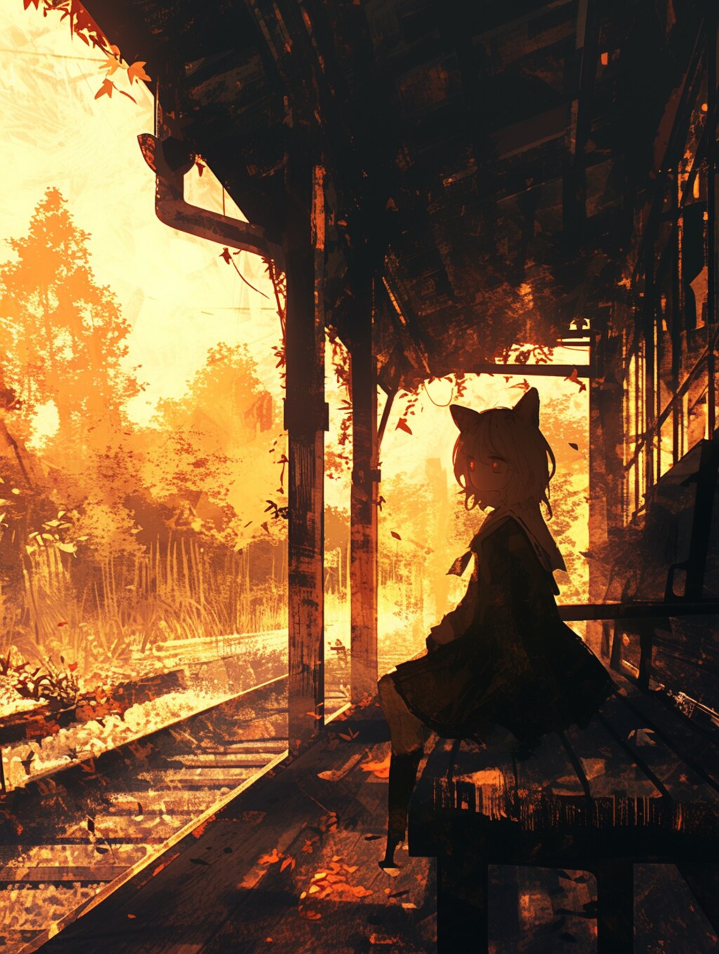電車待ち✖︎くま娘🐾