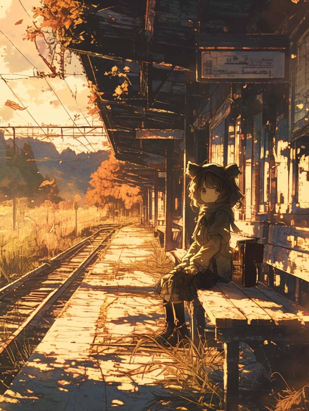 電車待ち✖︎くま娘🐾