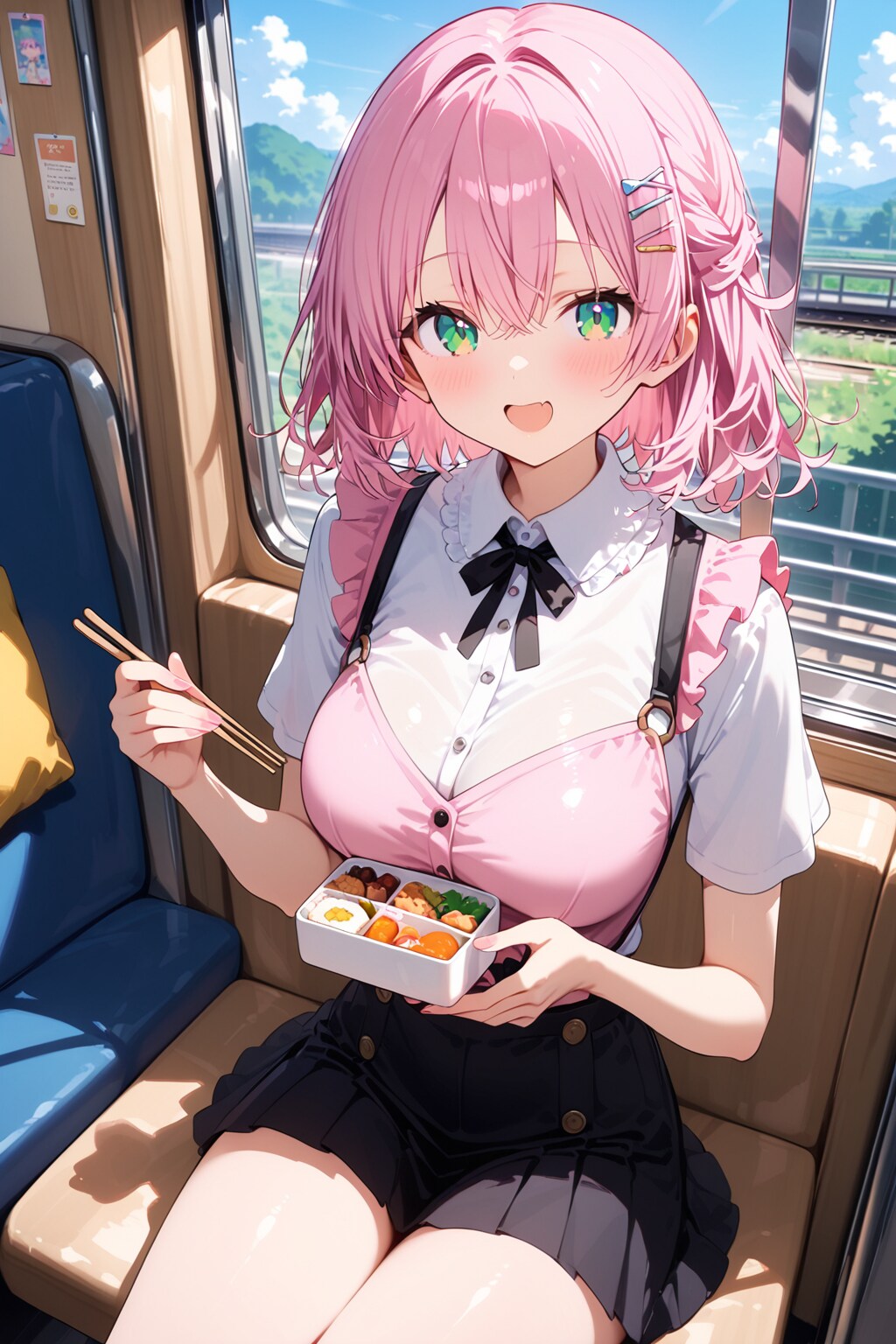 駅弁を満喫中の李々花 | の人気AIイラスト・グラビア