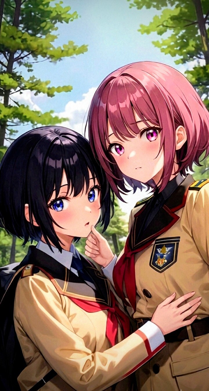 ガールスカウトの娘達と、　　　　　　　　　　　　　　　駅で､友達のお見送りする高校生達｡ | の人気AIイラスト・グラビア