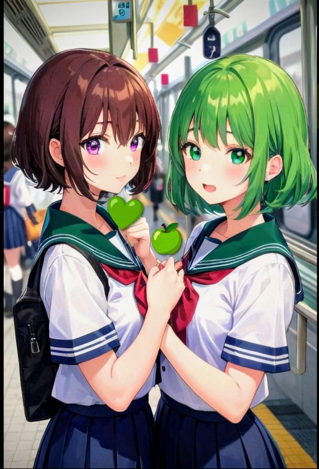 ガールスカウトの娘達と、　　　　　　　　　　　　　　　駅で､友達のお見送りする高校生達｡