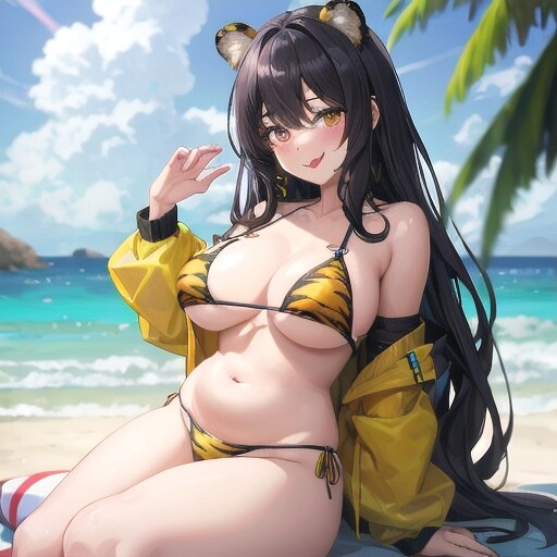海辺のトラガール①🐯  ぼっちゃり
