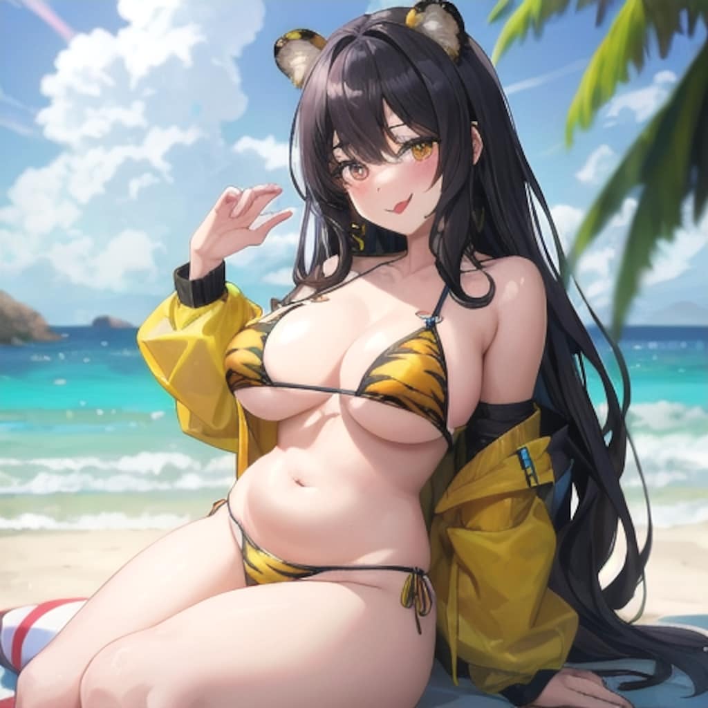 海辺のトラガール①🐯  ぼっちゃり