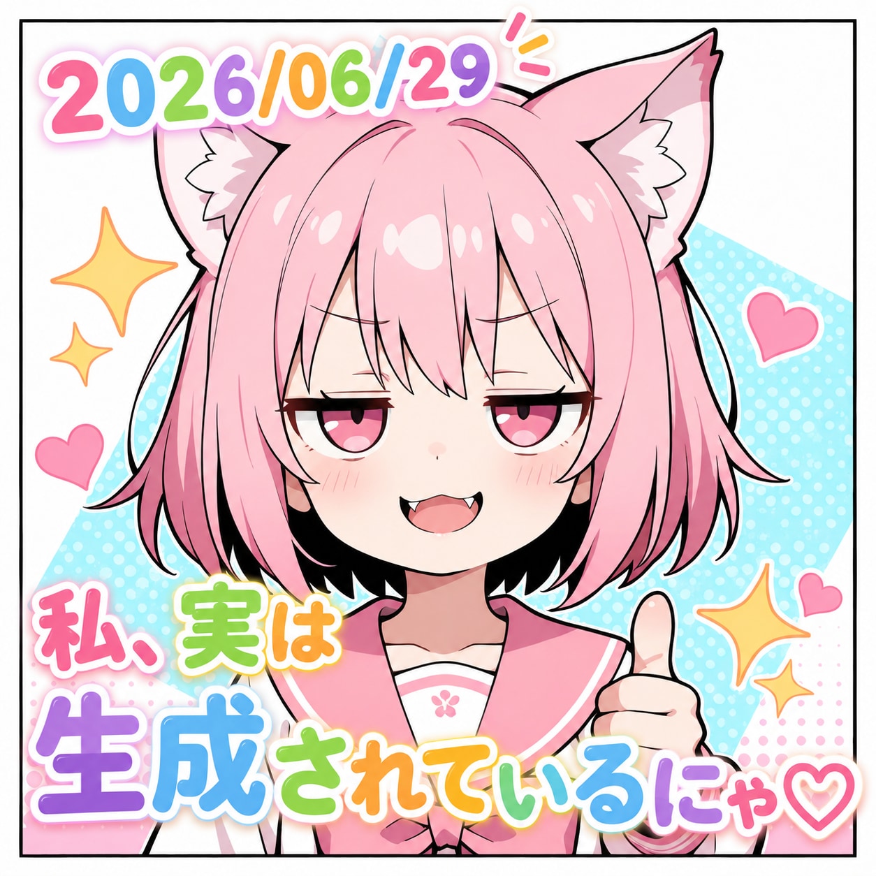 こんにゃに可愛くても、生成されてるんだにゃ♡