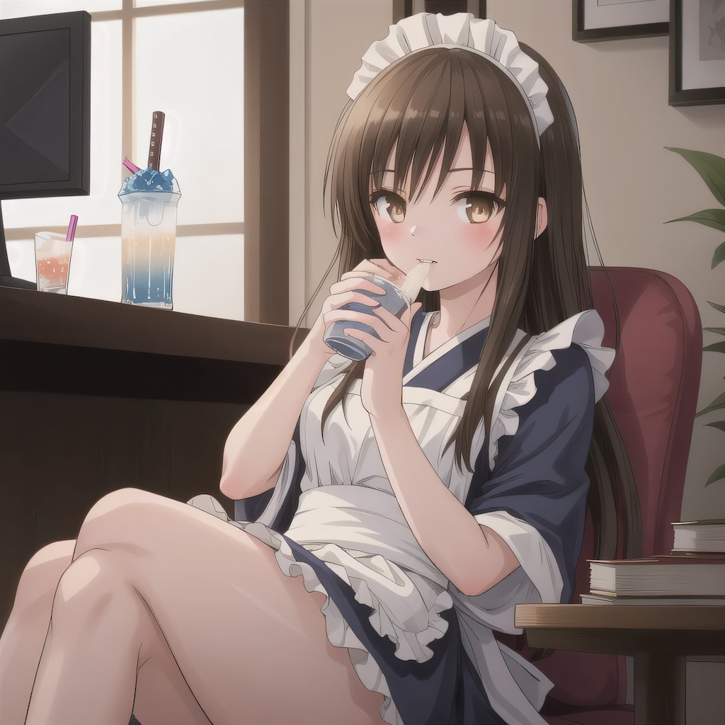 黒髪ロングで漫画喫茶の少女１１