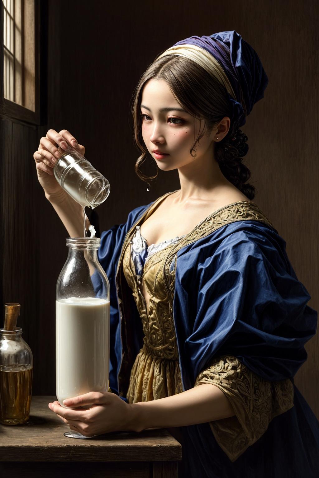 ちょっとシュールなフェルメール「牛乳を注ぐ女」 | の人気AIイラスト・グラビア