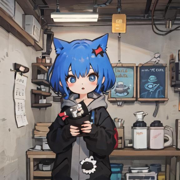 青髪パーカー