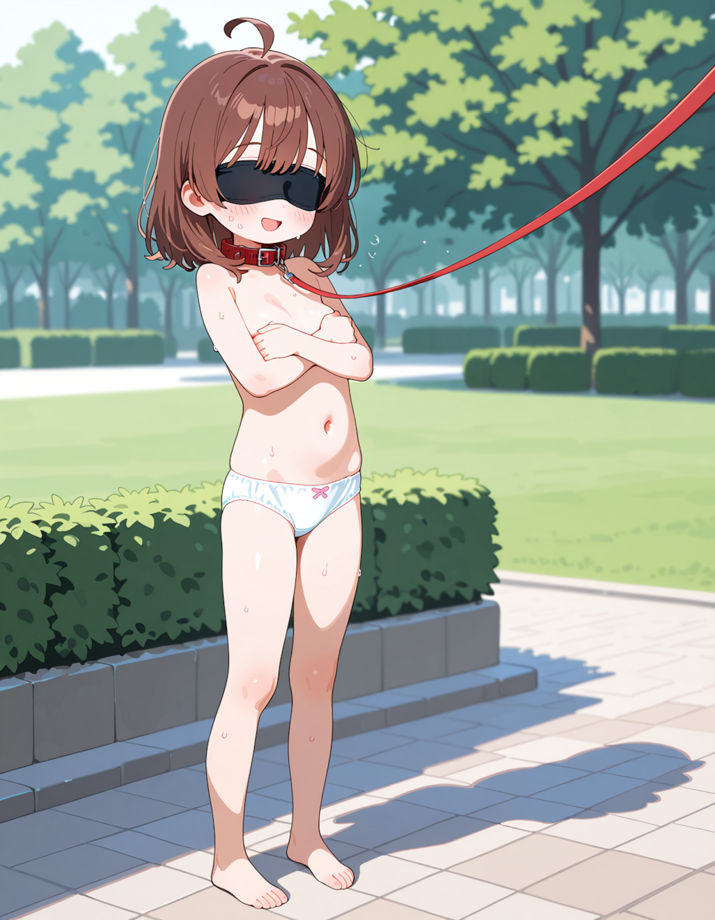 目隠してるから恥ずかしくない……よね?