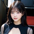黒ドレスLoraでポロリ 7枚目