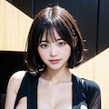 黒ドレスLoraでポロリ 12枚目