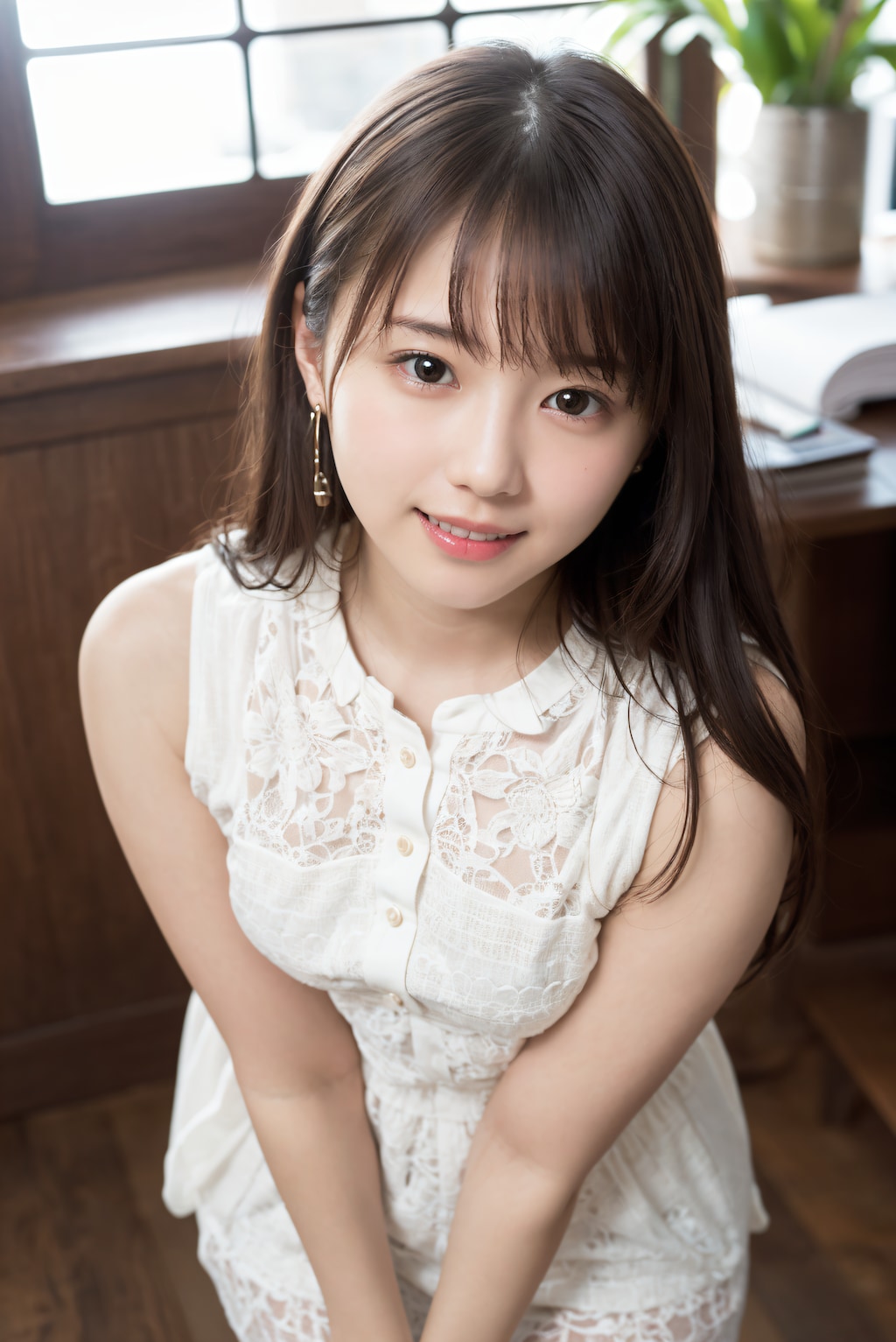 ドレス姿の見つめる女性