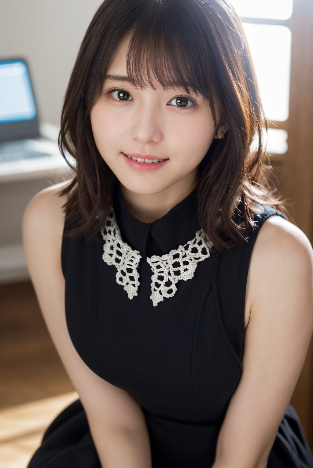 ドレス姿の見つめる女性