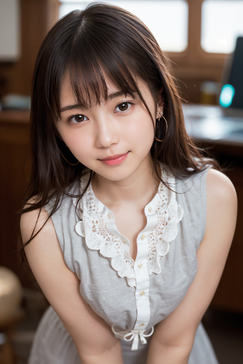 ドレス姿の見つめる女性