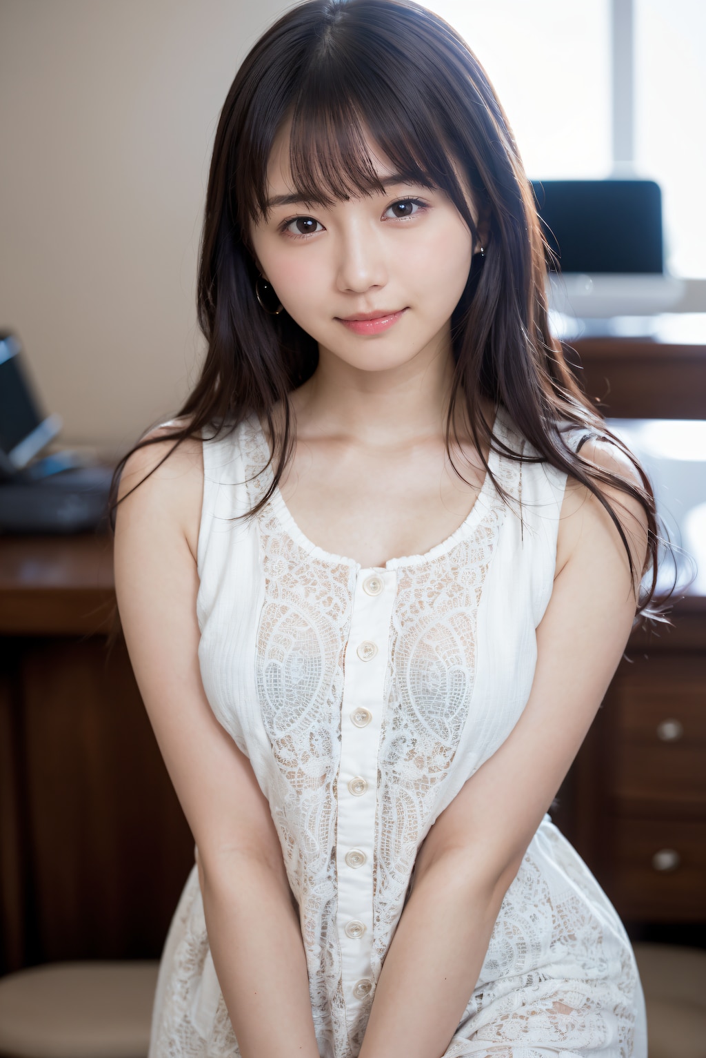 ドレス姿の見つめる女性