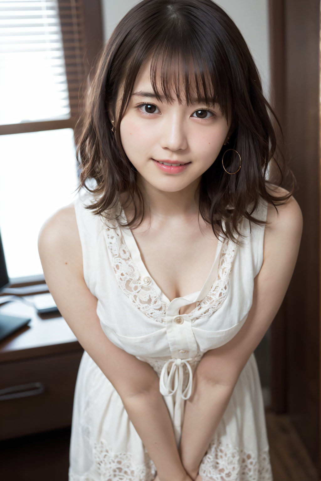 ドレス姿の見つめる女性