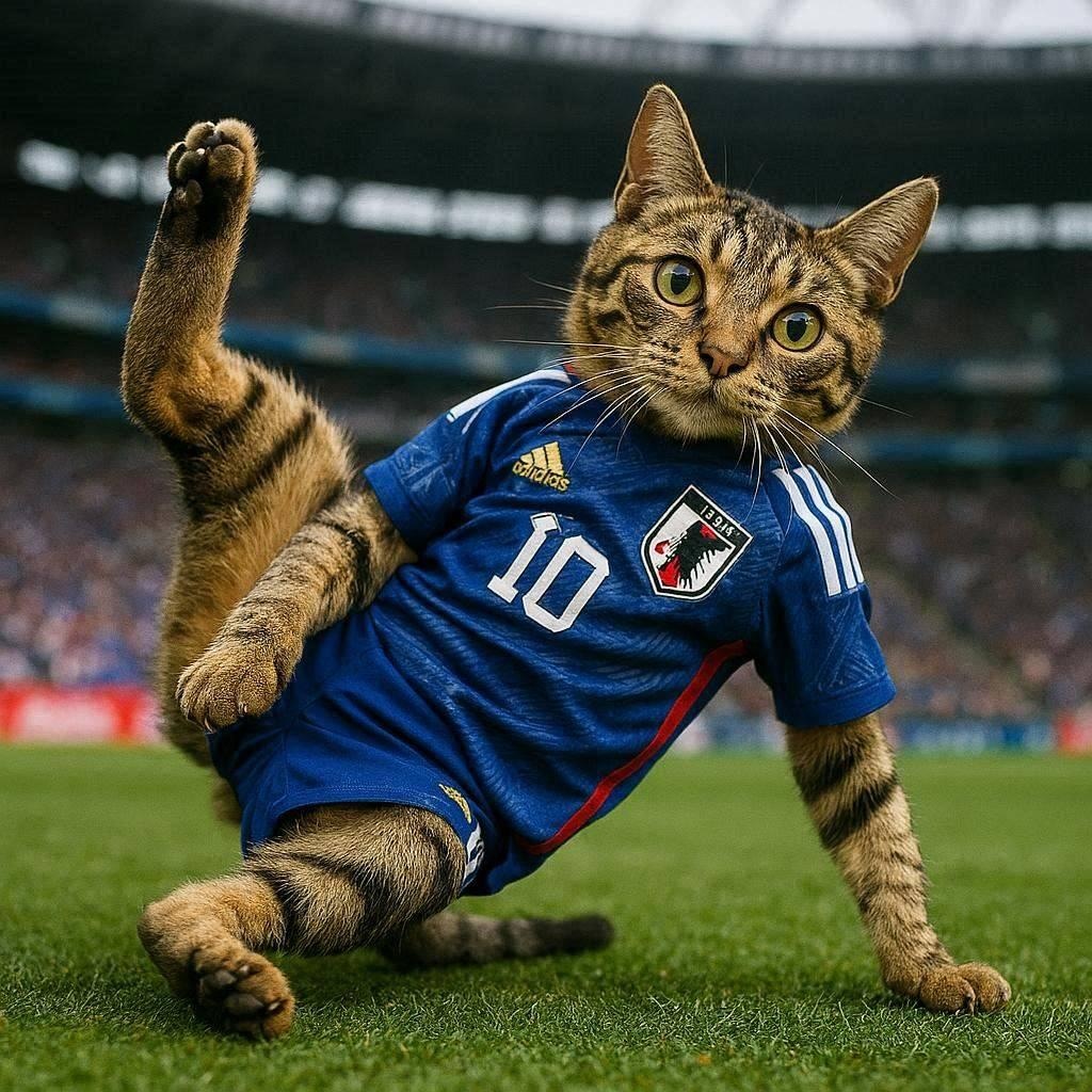 ドライブシュートする猫