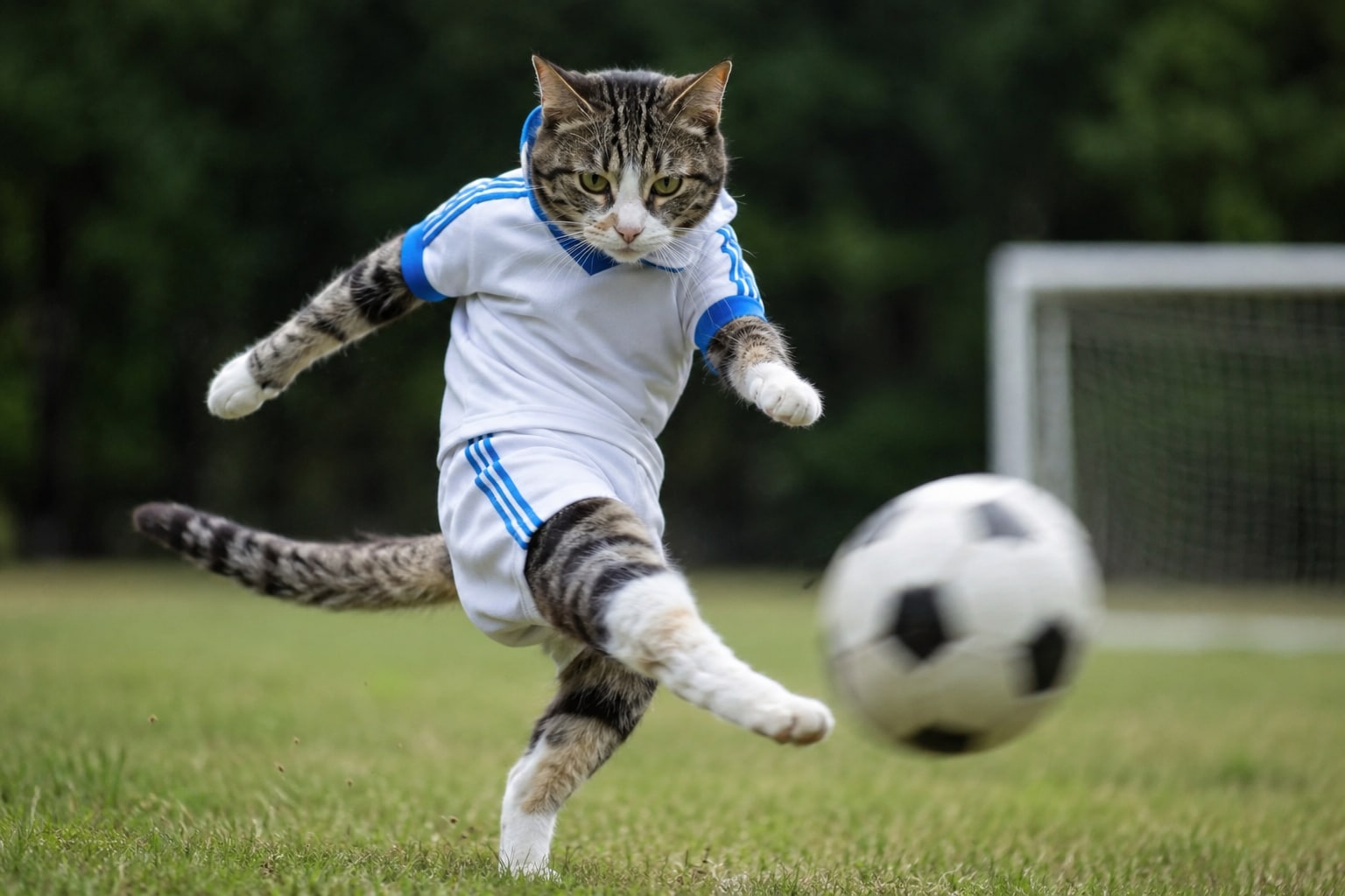 ドライブシュートする猫