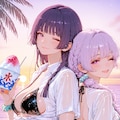 期間限定モデルのAPRICOTを絵梨奈ちゃん❤️芹奈さん❤️姉妹の水着姿❤️〜2026年Version❤️〜で生成しました❤️ 2枚目