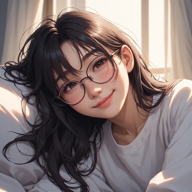 黒髪メガネ　おはよ♪