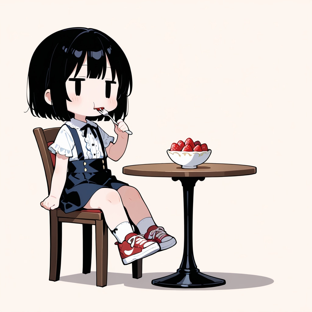 いちごを食べる