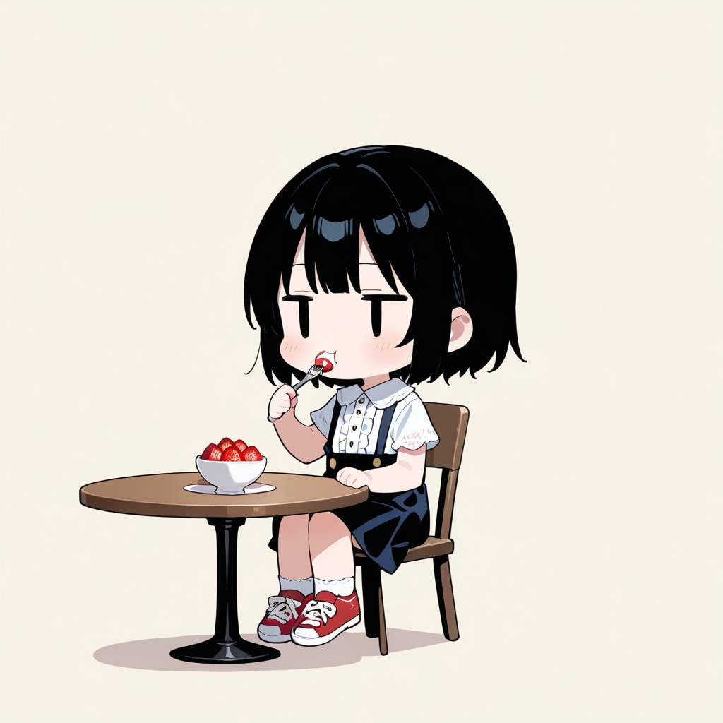 いちごを食べる